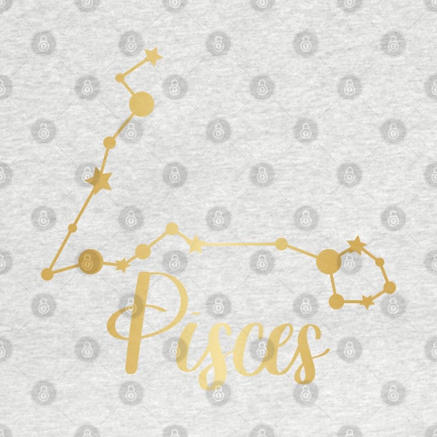 Pisces Zodiac Constellation in Gold by Kelly Gigi